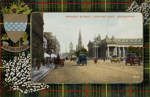 Valentine Postcard  -  View to the east along Princes Street, from Frederick Street  -  sepia