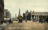Postcard by Valentine  -  Looking to the east along Princes Street from Frederick Street  -  coloured  -  back of green car