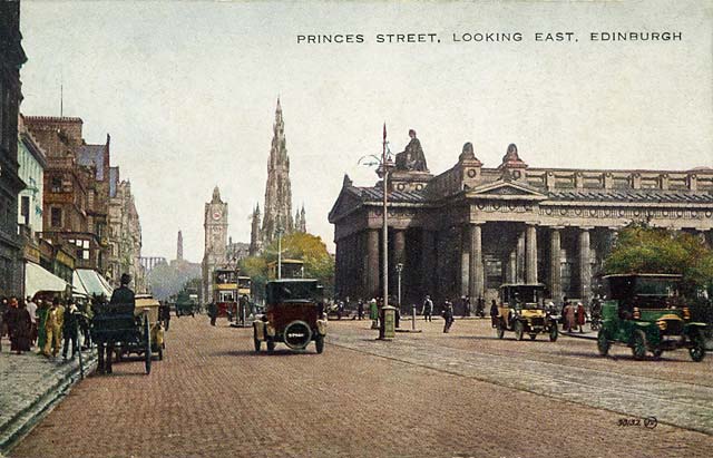 Valentine Postcard  -  View to the east along Princes Street, from Frederick Street  -  sepia