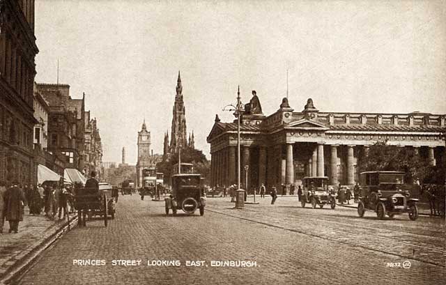 Valentine Postcard  -  View to the east along Princes Street, from Frederick Street  -  sepia