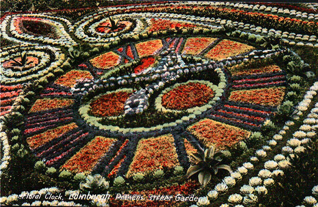 Postcard by Valentine -  Floral Clock in Princes Street Gardens  -  possibly 1918