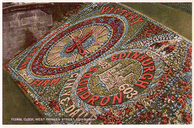 Postcard by Valentine  -  Floral Clock in Princes Street Gardens  -  1940