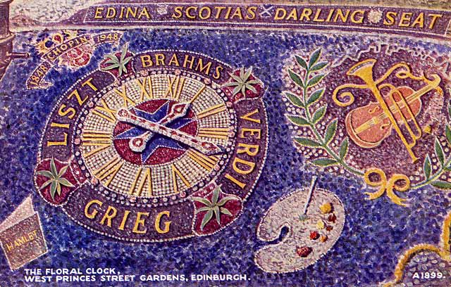 Postcard by Valentine -  Floral Clock in Princes Street Gardens  -  1948