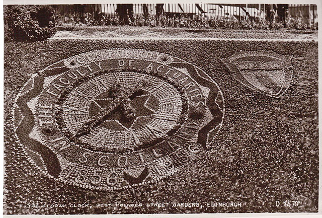 Postcard by Valentine  -  Floral Clock in Princes Street Gardens  -  1956