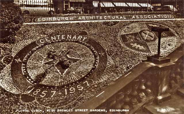 Postcard by Valentine  -  Floral Clock in Princes Street Gardens  -  1958