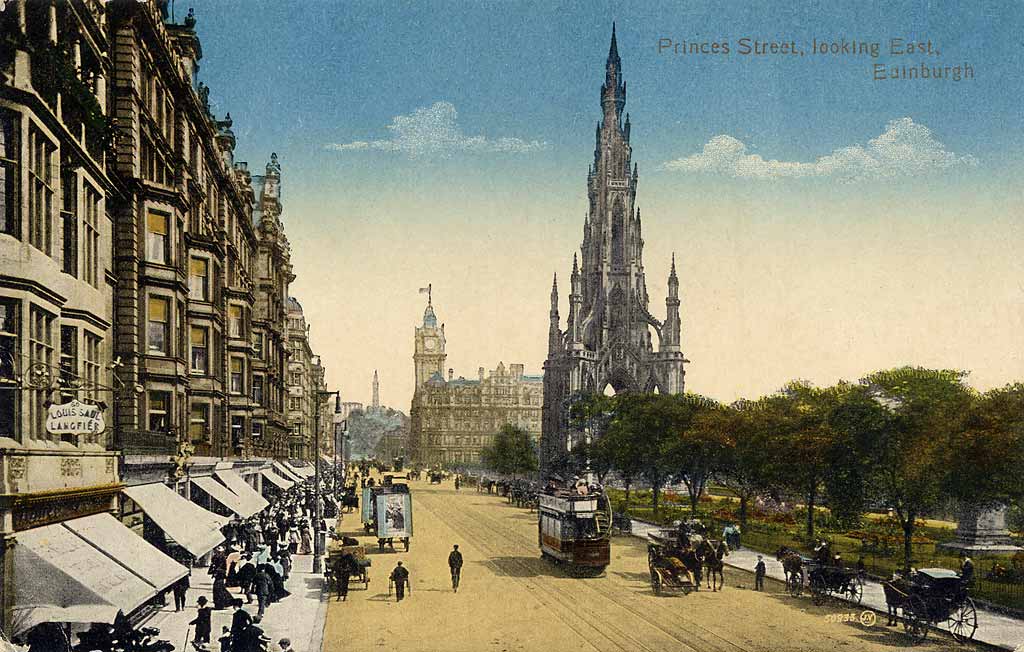 Valentine Postcard&nbsp; -&nbsp; View to the east along Princes Street, from an upper floor in Princes Street, from the foot of the Mound  -&nbsp; 1905