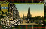 Valentine Postcard  -  Tartan Border  -  Hunting Stewart  -  Princes Street, Looking East