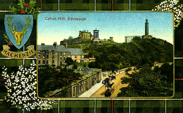 Valentine Postcard  -  Tartan Border  -  MacKenzie  -  Calton Hil