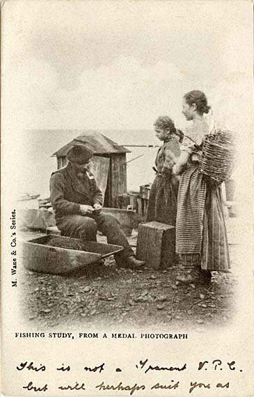 Postcard  -  M Wane & Co  - Fishing Study  -  from a Medal Photograph