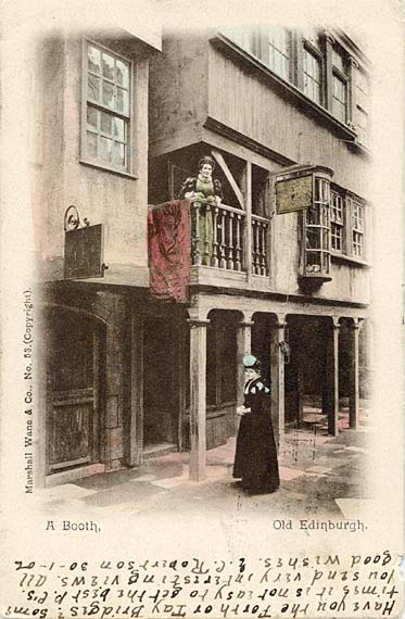 Marshall Wane  -  Postcard of an exhibit in the 1886 Exhibition  -  Edinburgh Old Town, A Booth