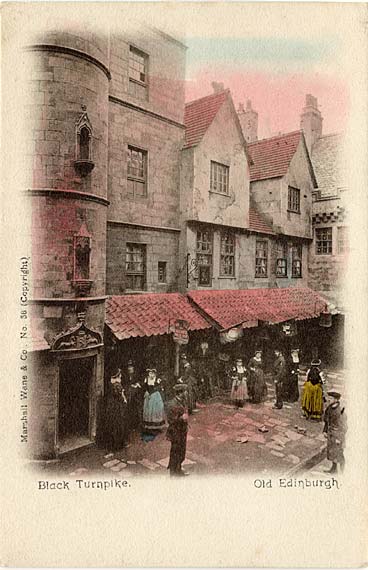 Marshall Wane  -  Postcard of an exhibit in the 1886 Exhibition  -  Edinburgh Old Town, Black Turnpike