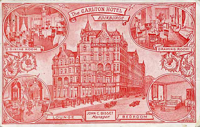 Postcard printed by Wedekiud  -  Carlton Hotel, North Bridge, Edinburgh