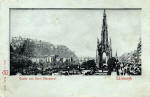 Postcard published by WH Berlin, with many small cut-out windows and moon, to be held up to the light   -  Edinburgh Castle and Scott Monument