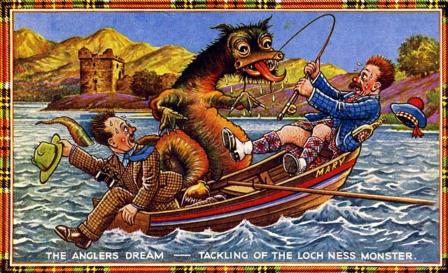 Postcard in the "Best of All" series by J B White Ltd, Dundee  -   Loch Ness Moster and Boat