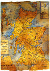 Map of SE Scotland (1725) on a Postcard, published by Whiteholme of Dundee