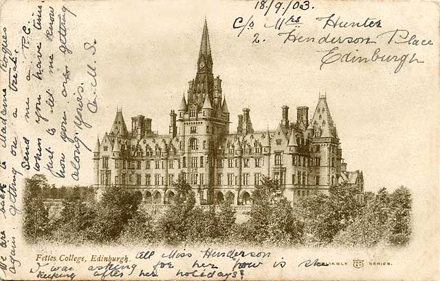 WR&S Postcard  -  Fettes College  -  posted 1907