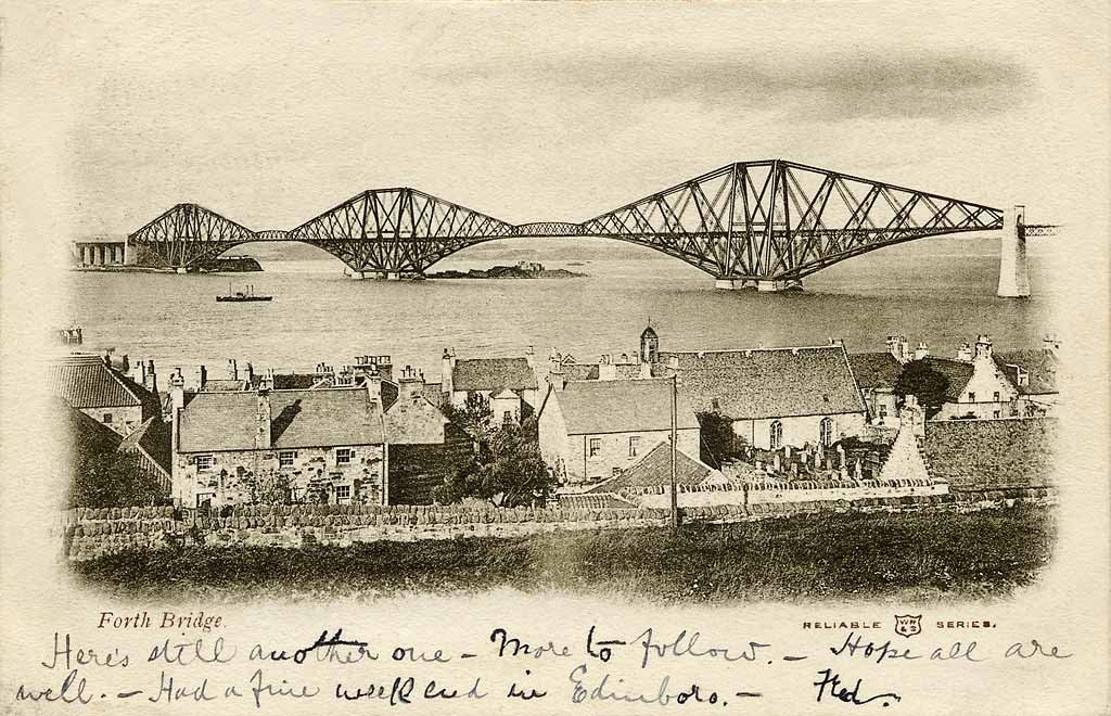 Postcard published by W R & S  -  The Forth Rail Bridge  -  View from Queensferry
