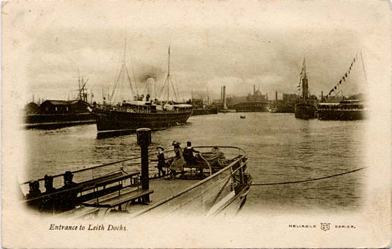 Post Card  -  Entrance to Leith Docks  -  Posted 1903