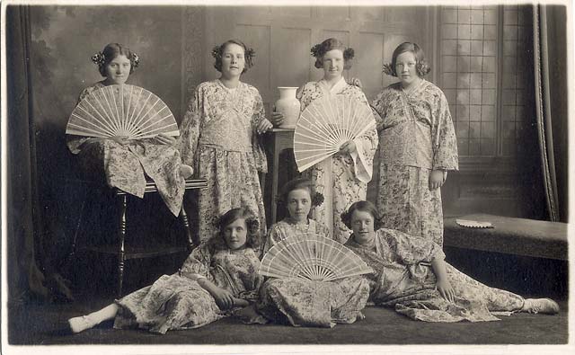 J R Coltart  Portrait Postcard  -  Ladies with Fans