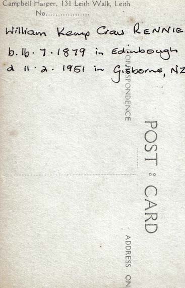 The back of a postcard portrait of a Soldier  -  from the Campbell Harper studio