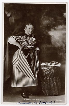 Post card by Valentines and JRRE - Newhaven Fishwife