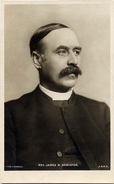 John R Russell:  A postcard portrait of Rev James R Sabisoton, taken by T Pursey