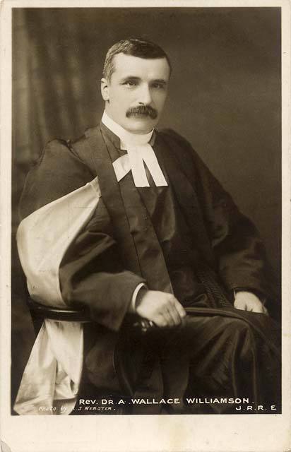 John R Russell:  A postcard portrait of Rev Dr A Wallace Williamson taken by S Webster