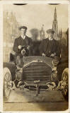 Postcard portrait with a studio car and backdrop by Claude Low