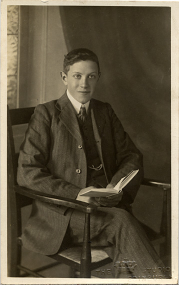 GR Mackay  -  Postcard Poetrait  -  Young Man with Book