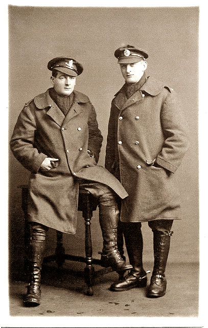 Postcard Portrait from Morrison's Studio  -  Two soldiers (from which Regiment?) - one possibly being a relative of David Abrahams
