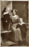 Postcard Portrait by Alex Roberts  -  Granny Rose Kernan with Bill and Ben Kernan