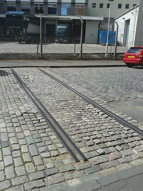 Railway line crossing the road -  Anderson Plce, Leith