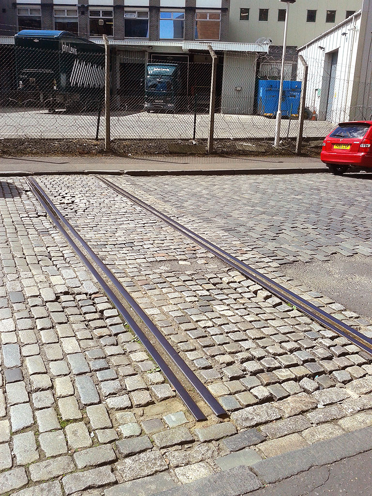 Railway line crossing the road -  Anderson Plce, Leith