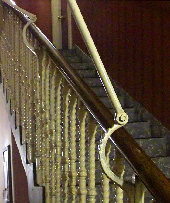 Attachments on the bannisters at a tenement building in Balcarres Street, Morningside, Edinburgh