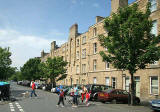 Looking to the NW down Balfour Street, towards Pilrig Park and Pilrig House