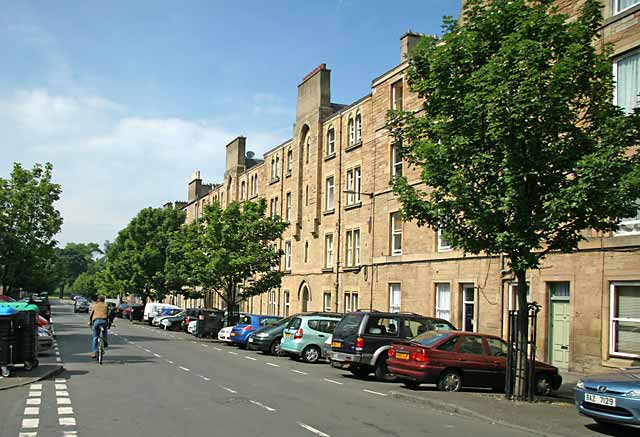 Looking to the NW down Balfour Street, towards Pilrig Park and Pilrig House
