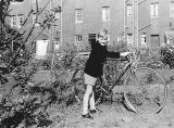 Phil Wilson in Wardie School Uniform, in the back gardens of Boswall Wuadrant with his bike