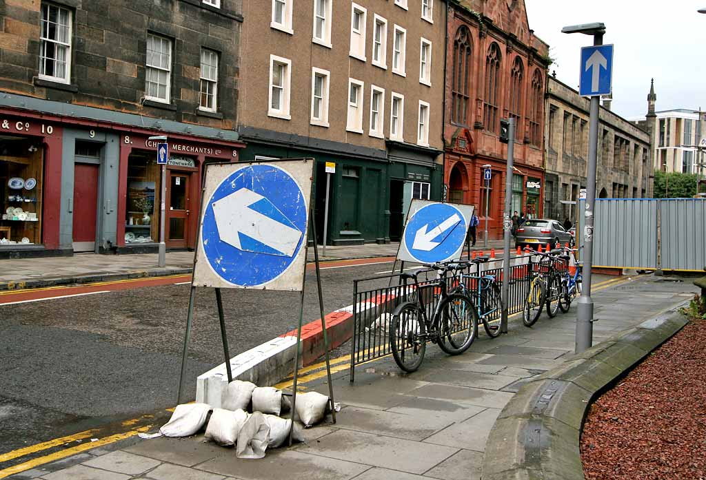 Road signs at Bristo Place