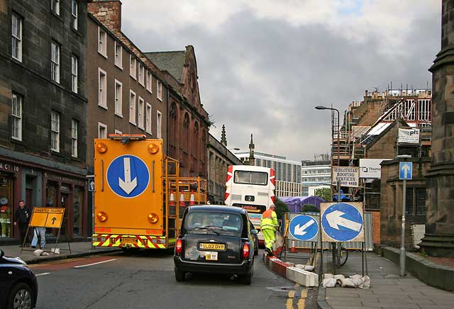 Road signs at Bristo Place