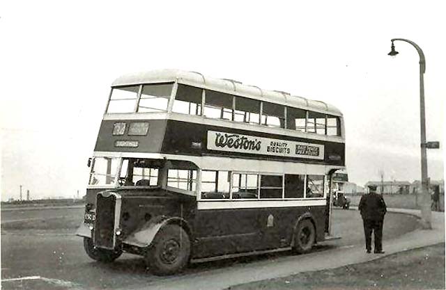 Sighthill Bus Terminus, beside the canal at Calder Road - 1950