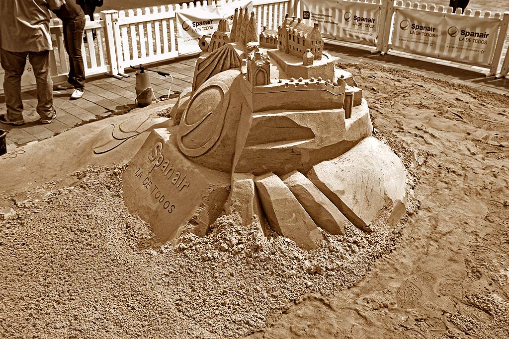 Sandcastle built in Castle Street, Edinburgh to mark the launch of Spanair's new route between Edinburgh and Barcelona - May 2010