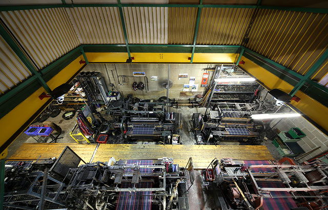 Looms in the basement of Old Town Weaving Co., Castlehill, Edinburgh