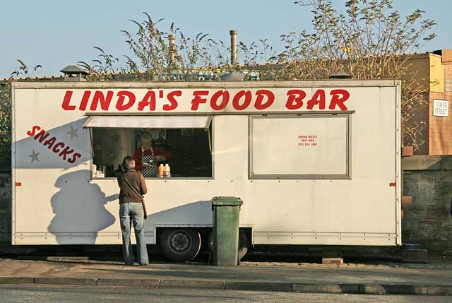 A snack van Constitution Street close to the entrance to Leith Docks at the Casino  -  November 2005