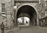 Looking to the west along Cowgate, and through one of the arches of South Bridge, towards the Grassmarket, 2004