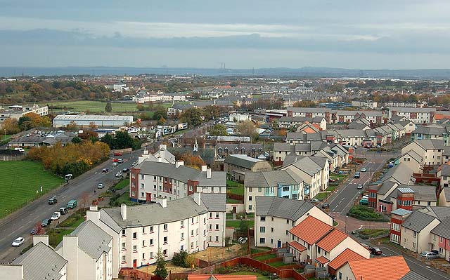 Craigmillar  View to the east.  The backs of the houses formerly at the corner of Peffermill Road and Craigmillar Castle Grove arein the lower-left corner of this photo