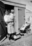 John + Joan Martin at their prefab, 5 Craigour Avenue  -  Photo taken 1950