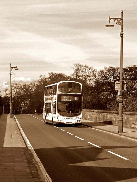 Lamp Posts and bus on Dean Bridge  -  April 2010