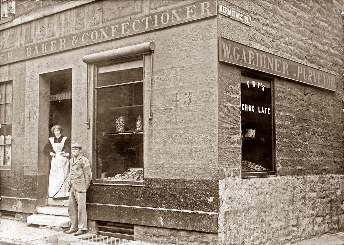 W Gardiner's Baker & Confectioner Shop at 34 Dean Street on the corner of Hermitage Place