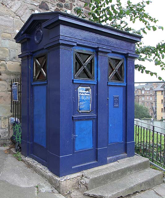 Police Box beneath the Floddon Wall at the corner of Drummond Street and Pleasance