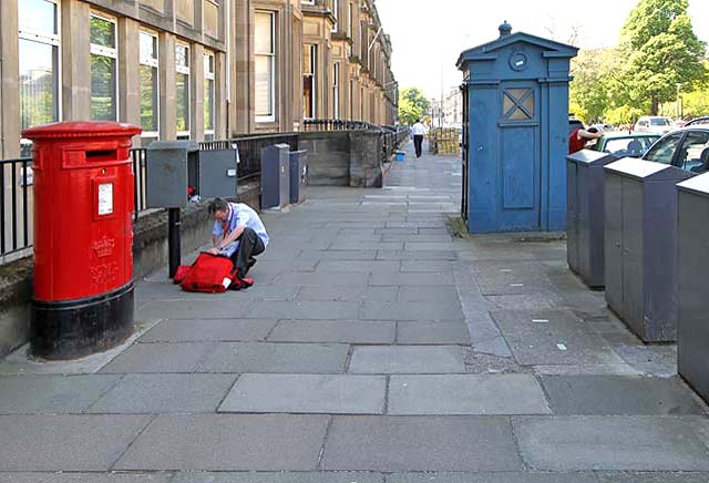Drumsheugh Gardens  -  Pillar Box, Postman, and Police Box for sale  -  May 2012